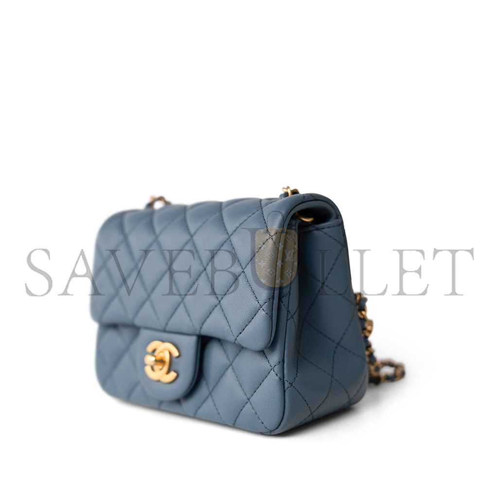 CHANEL MASTER GOLD BALL FLAP BAG CF FATTY FANG DENIM BLUE AS1786 (18*13*7cm)